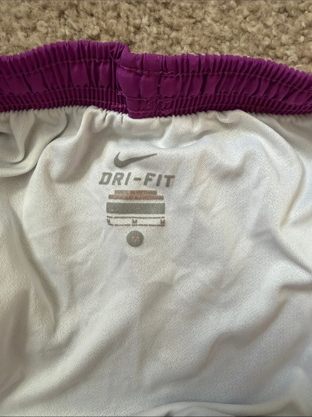 Nike Purple Athletic Shorts with Peach Trim and White Panels